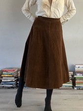 1940s Bias Cut Brown Corduroy Circle Skirt Handmade Vintage