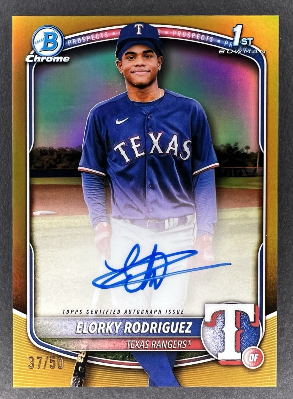 2025 Bowman Chrome Elorky Rodriguez 1st Bowman TRUE GOLD Refractor Auto 37/50