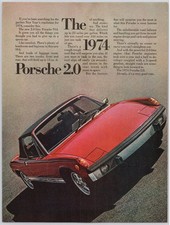Porsche 2.0 1974 Vintage Print Ad Red 2.0-Liter 914 Sports Car