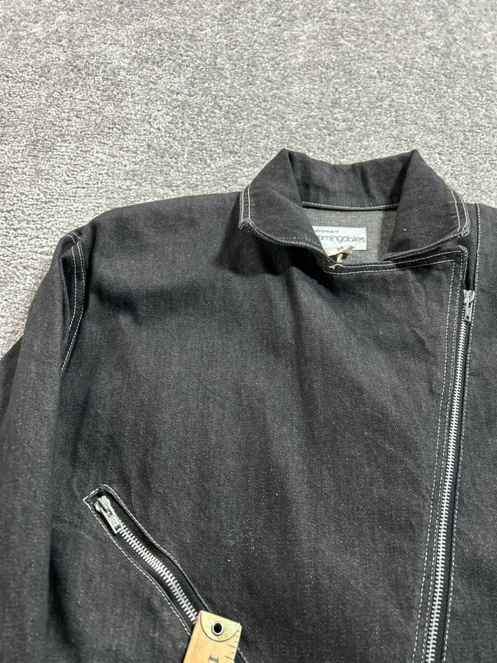 Chaqueta De Colección Bloomingdale's Para Mujer Mediana Negra Algodón Denim Cremallera Completa * Foto 4 de 4