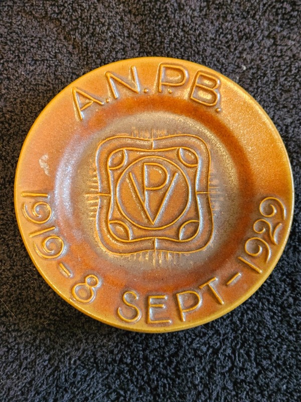 Antique 1929 ANPB Commemorative Ceramic Plate 10th Anniversary WWI Organization 