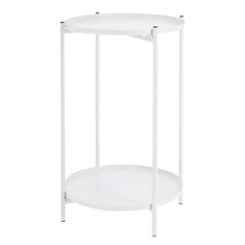 Beistelltisch rund Couchtisch Telefontisch 28x48 cm schwarz creme weiß