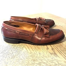 Allen Edmonds Cody Tassel Woven Leather Brown Loafers Men's Size 9 D USA Made