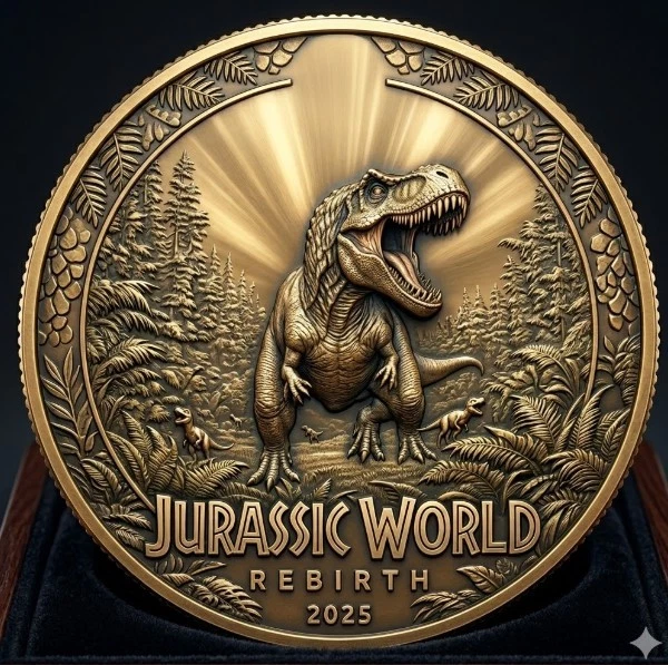 Hot Jurassic World Rebirth 2025 Gift For Fan  Collectible Metal Coins