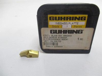 Guhring 1047 Carbide RT 800 Insert 13/16 Diam TiN Coating Through Coolant 
