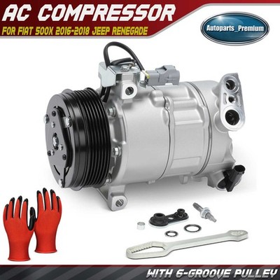 A/C Compressor w/ Clutch for Fiat 500X 2016-2018 Jeep Renegade 2015-2021 2.4L