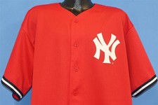 vtg 90s NEW YORK YANKEES DEREK JETER RED MAJESTIC JERSEY t-shirt BASEBALL 2XL