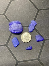  5 Pure Beach Sea Glass Naturally Tumbled Deep Cobalt Blue Bottle Neck