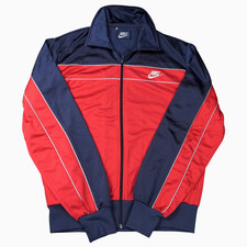 VINTAGE 80S NIKE BLUE TAG TRACK JACKET MENS MEDIUM RED COLORBLOCK FULL ZIP