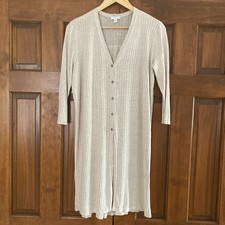 JJill Beige Linen Blend Long Line Cardigan Sweater Women s Size Medium M