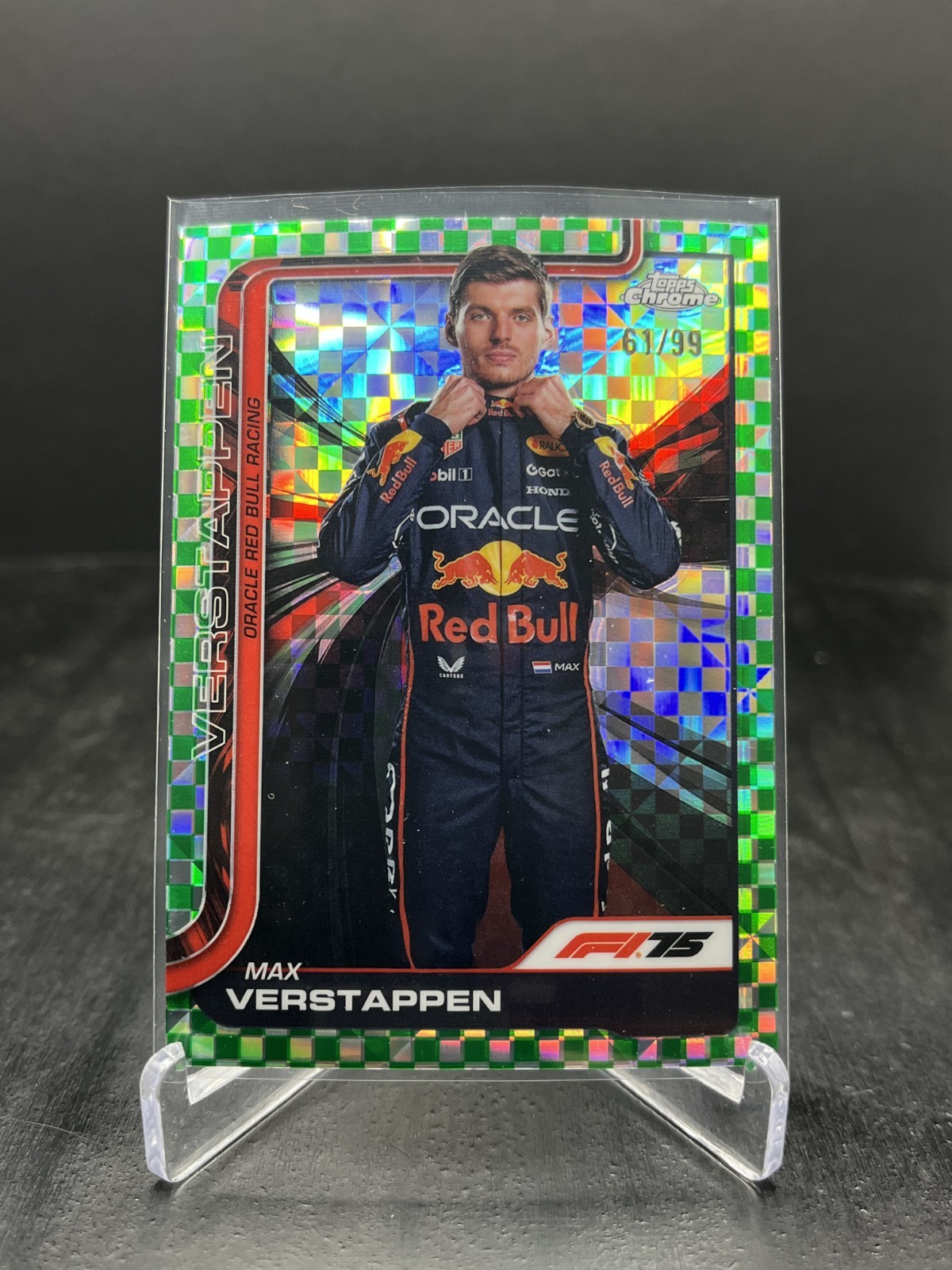 2025 Topps Chrome Formula 1 F1 Max Verstappen Portrait Green Checker 61/99 #1