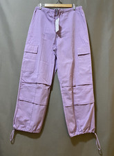 NWT WAYF Women Front Zip Pockets Toggle Hem Parachute Cargo Pants Size S Lilac