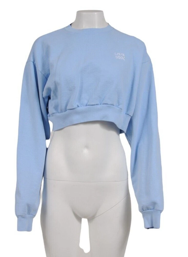 Light blue online crop top hoodie