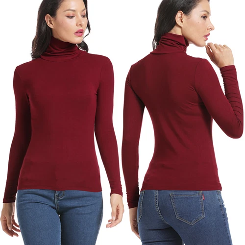 T-Shirt Rollkragenpullover Langarm Lt Gewicht Butter weich Stretch Top Grundschicht - Bild 14 von 21
