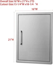 16 x 21 Inch Outdoor Kitchen Door 304 Stainless Steel Single Access Cabinet Door