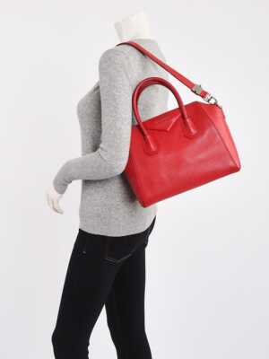 Givenchy Red Sugar Goatskin Leather Small Antigona Bag | eBay
