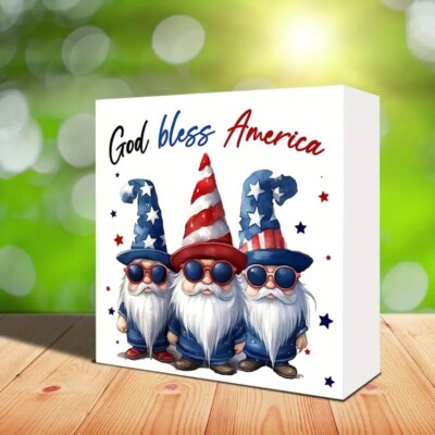 God Bless America 4th of July Tabletop Decor 4.9''