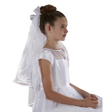 Back Bows With Haircomb First Communion Veil WC525  NEW