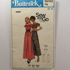 Butterick 6242 Gypsy Top Off Shoulder Long Skirt Boho  Ladies Part Cut Pattern