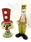 Lot of 2 Vintage Murano Italy Venetian Art Glass Clowns Figurines 10” & 8 1/4”