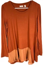 Logo by Lori Goldstein M Tunic with Asymmetric Hem Orange Long Sleeve A343818