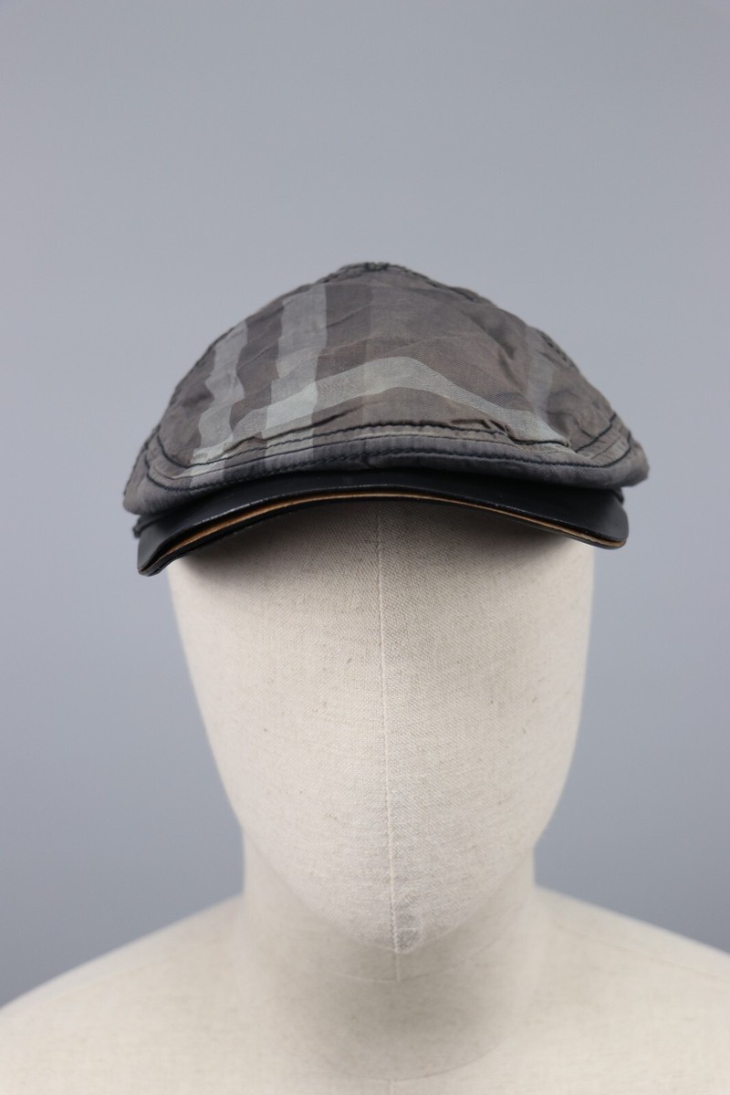 Burberry Gray Felt Newsboy Cap Sz M (56-57) Grey Herringbone Wool Newsboy Cap – Vintage 8-panel Flat Cap  main image 4