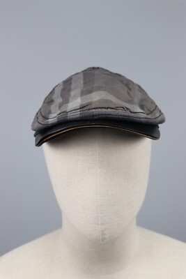 BURBERRY Vintage Gray Nova Check Newsboy Hat Flat Cap Sz S  display picture 1