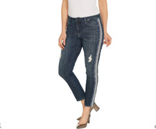 Laurie Felt Denim Embellished Girlfriend Jean Brushed Indigo,Size 18W
