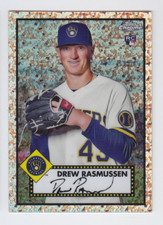 2021 TOPPS CHROME PLATINUM BASEBAL DREW RASMUSSEN RC /75 ROSE GOLD ROOKIE BREWER