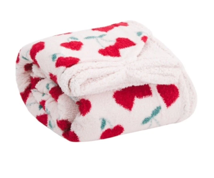 CUPCAKES & CASHMERE Sherpa Reverse Red Cherry Heart Blanket FULL/QUEEN 90x90 NEW - Image 2 of 3