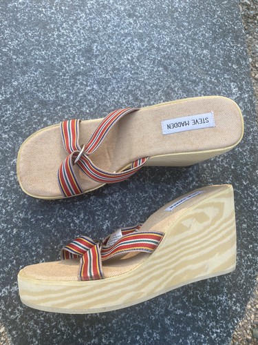 y2k Steve Madden foam wooden platform 