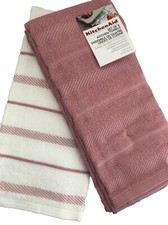 New KitchenAid Set of 4 Cotton Plush Kitchen Dish Towels Dried Rose Pink HDRA