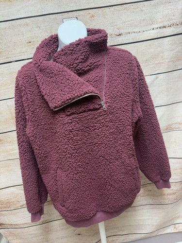 Sudadera para mujer Garnet Hill Sherpa de algodón orgánico reciclado talla mediana - Imagen 6 de 13