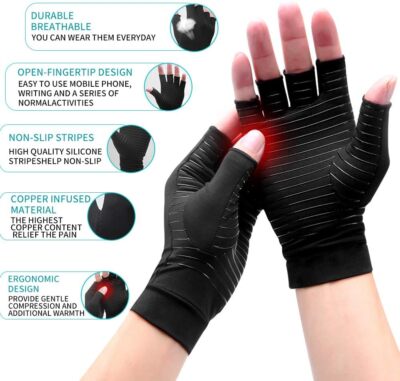 1 PAIR Copper Arthritis Compression Gloves Hand Support Joint Pain Relief USA