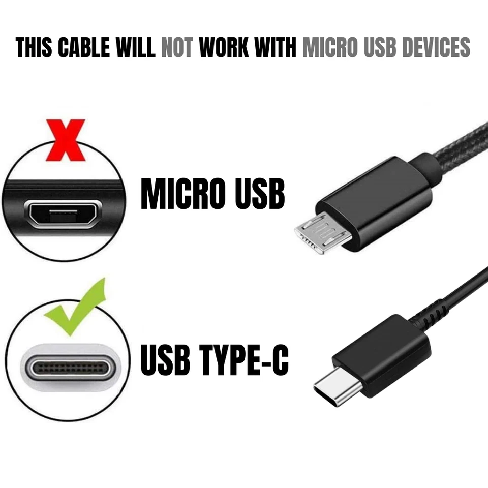 Paquete de 3 cables de carga rápida USB C tipo C cable de sincronización de datos para Samsung HTC LG Android Foto 4 de 4