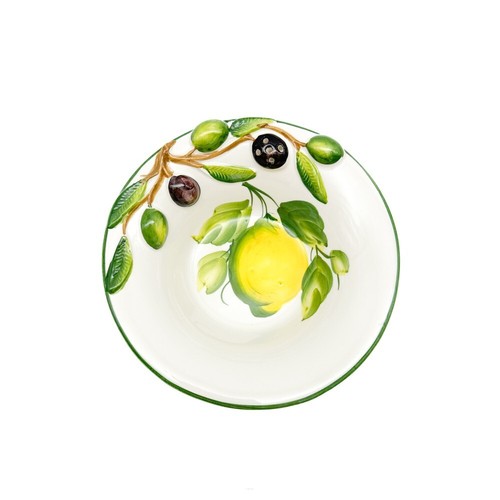 BASSANO KERAMIK HANDBEMALTE SCHÜSSEL SCHALE 16CM ZITRONE MIT OLIVE AUS ITALIEN - Picture 2 of 2