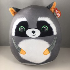 Ty Squish-a-Boos Beanies SNEAKY the Raccoon Cushion Pillow Small Size 10" MWMT