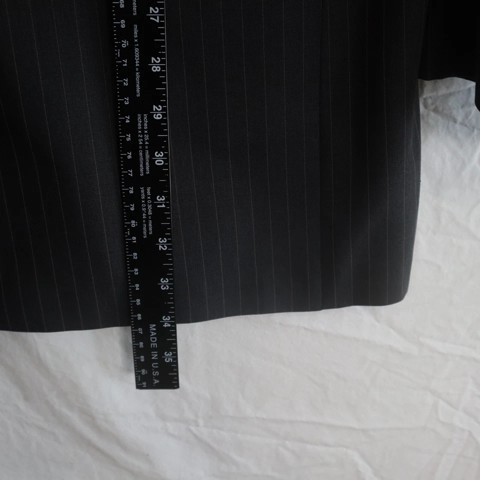 Blazer Burberrys Masculino 54L Dois Botões Jaqueta de Lã Casaco Formal Listrado Preto - Imagem 4 de 4