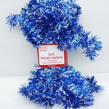 Holiday Style Blue Silver Christmas Metallic Garland Tinsel 36 ft Each