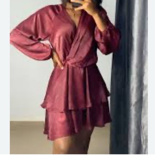 Black Tape Burgundy Mini Fit & Flare Dress(Size Small) - Picture 2 of 8