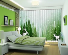 3D Green Trees Fawn ZHUA2276 Photo Curtain Window Blockout Fabric Amy 2023