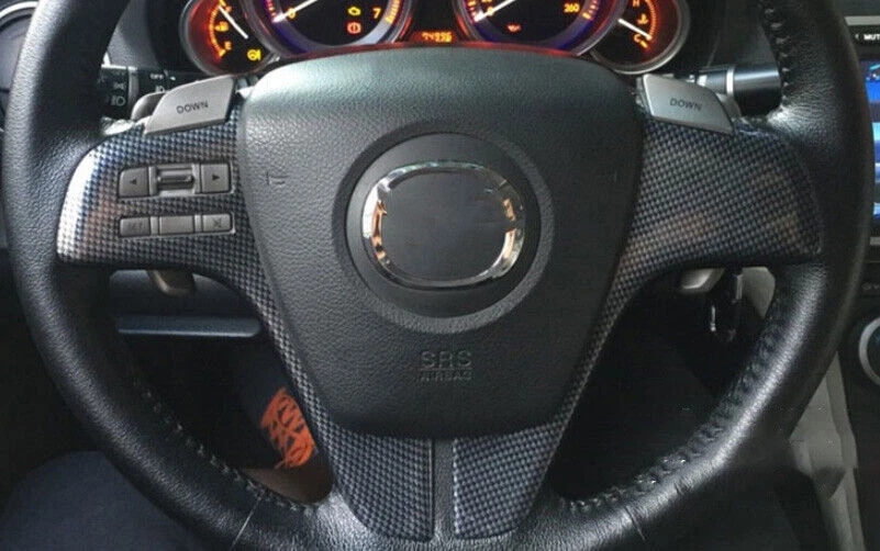 Ajuste para Mazda 6 Atenza 09-2013 Fibra de Carbono Volante Botón Cubierta Borde 2* Foto 3 de 4