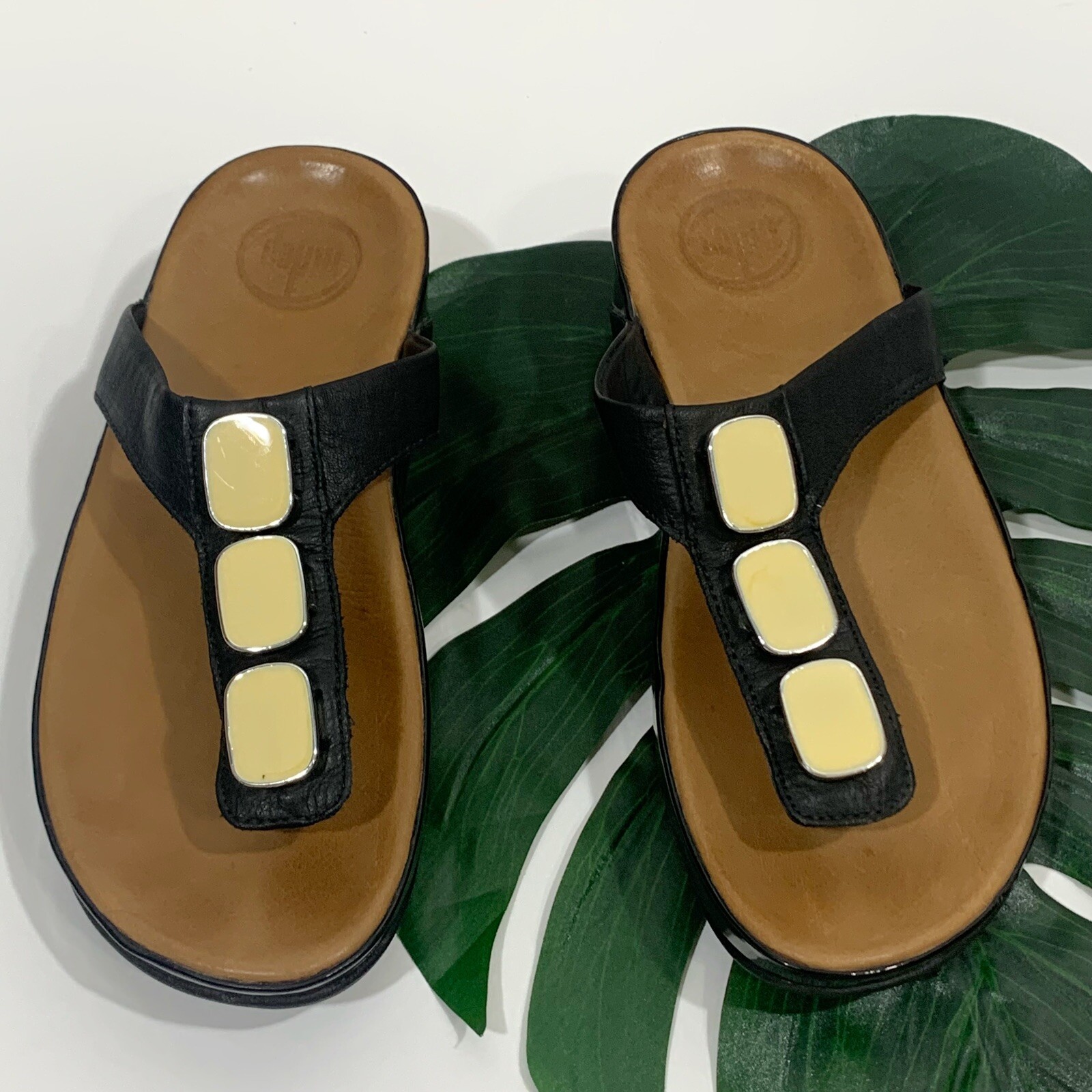 LOTTO Scarpe sandalo Fitflop donna taglia 6 Pietra II nero pelle perizoma dettaglio slip on