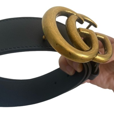 Gucci GG Marmont 2015 Re-Edition Wide Belt in Black Leather  display picture 2
