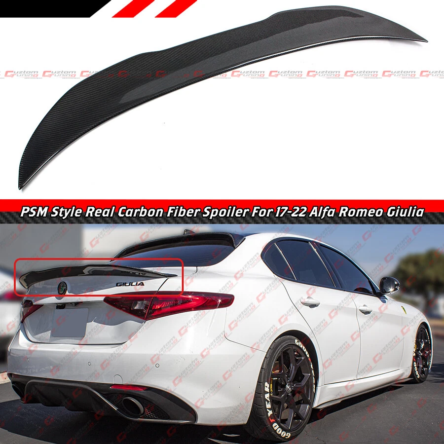 FOR 17-2022 ALFA ROMEO GIULIA HIGHKICK DUCKBILL CARBON FIBER TRUNK SPOILER WING - Image 2 of 4