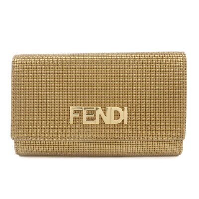 FENDI 6 Rings Key Case Brown Gold Leather 8AP079 Auth Used