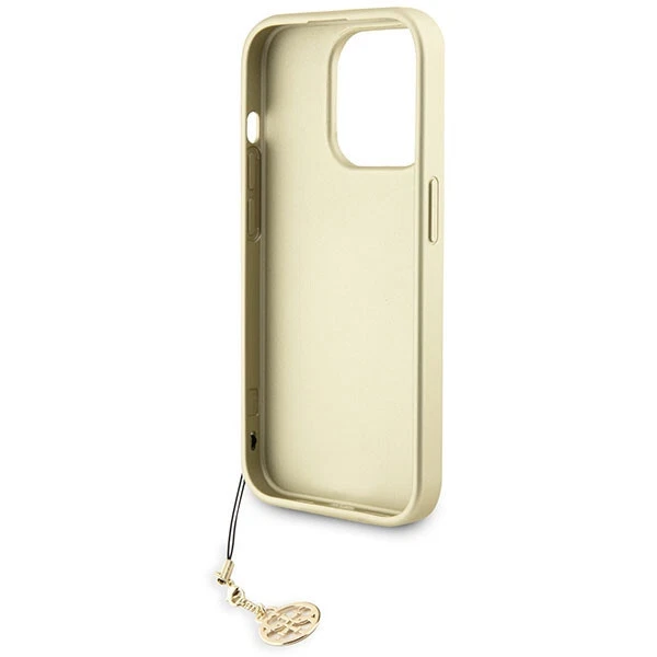 Guess Faux Leather iPhone 15 Pro Case with Gold Chain in Brown