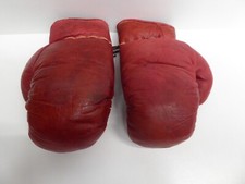 VINTAGE PAIR RED LEATHER CHILDRENS 4 OZ. SPARRING BOXING GLOVES BOXERS EXERCISE