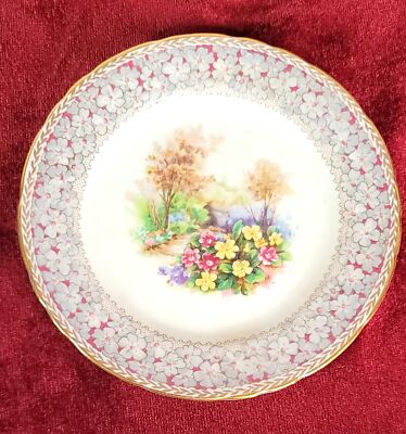 Sutherland China Plate Woodland Dell Beautiful English Scene Floral Gold CT323