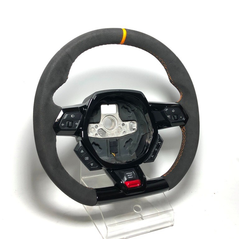 OE Lamborghini Huracan New Alcantara gloss black trim steering wheel orange ring